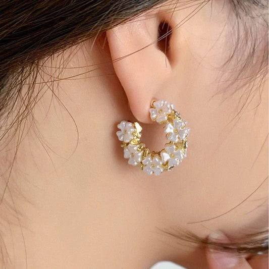Floral Hoop Earrings Stylish Trendy Jewelry For Women
