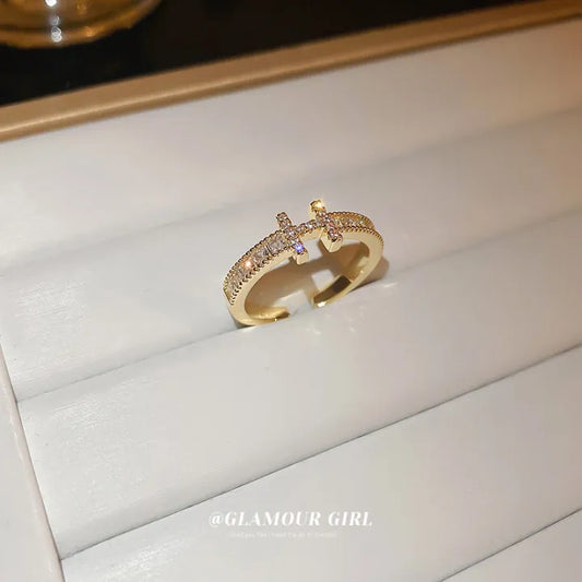 Gehna Gold Plated H Letter Zircon Ring