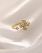 Women Gold Stone Windmill Adjustable Rotating Ring