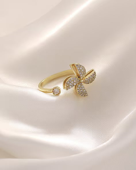 Women Gold Stone Windmill Adjustable Rotating Ring