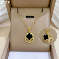 Gold Plated Reversible Clover Pendant – Korean Chain Necklace