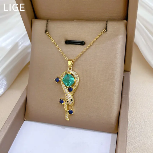 Blue Snake Alloy Necklace – Bold & Trendy