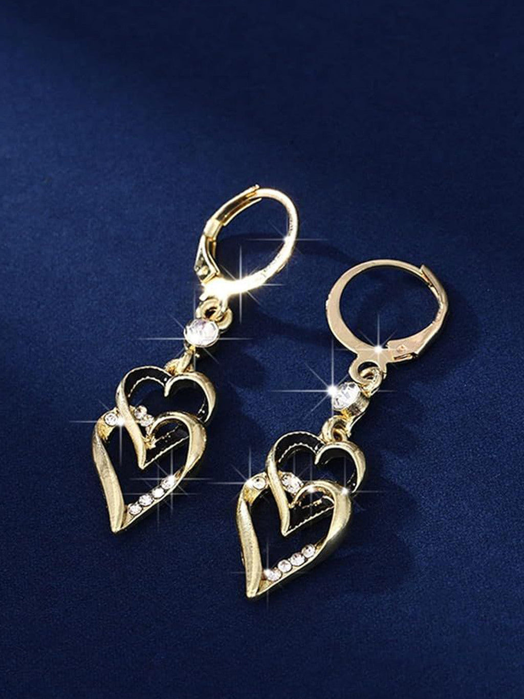 925 Sterling Silver Gold Heart Earrings