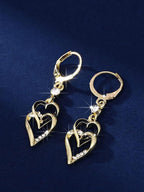 925 Sterling Silver Gold Heart Earrings