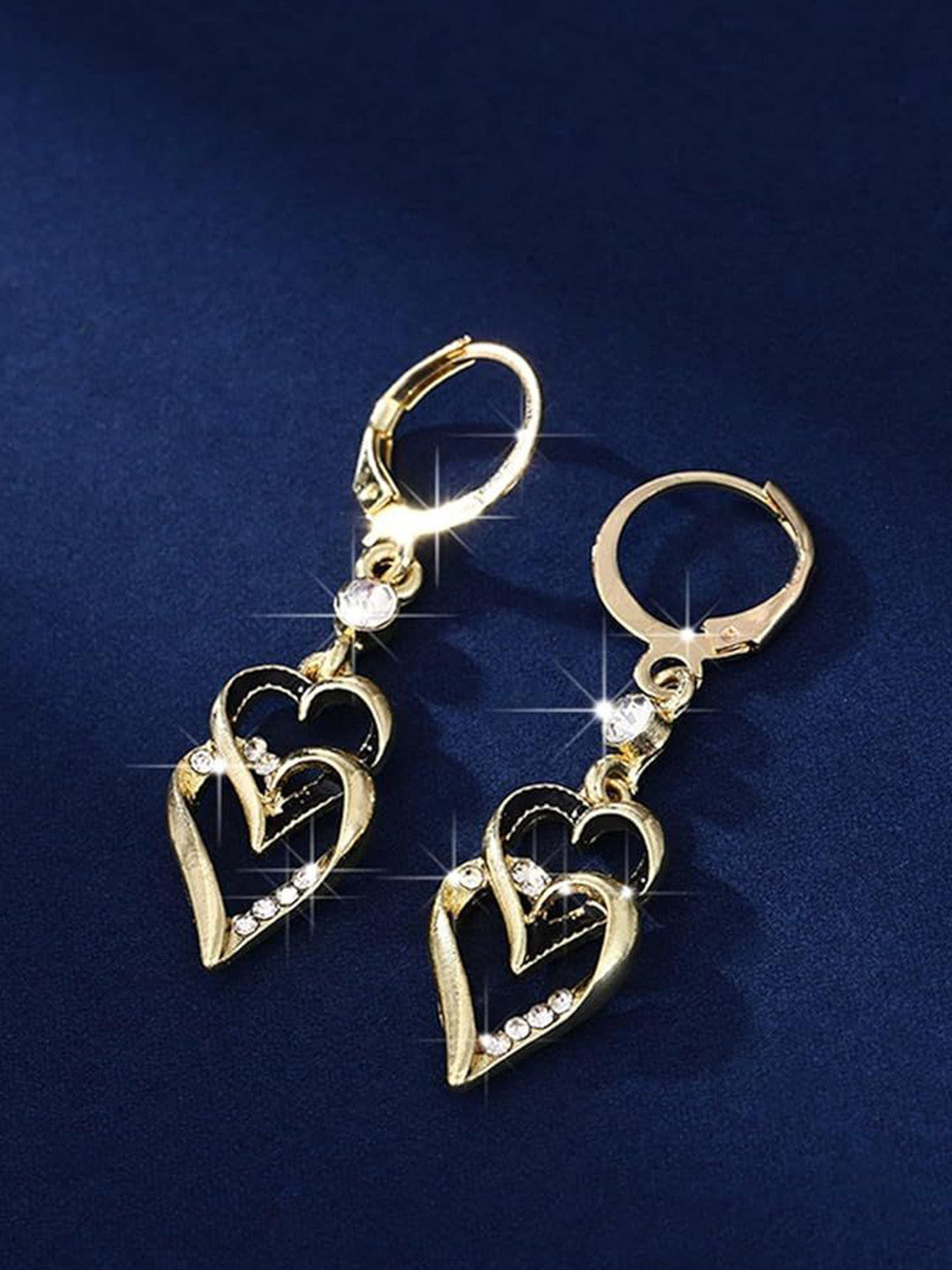925 Sterling Silver Gold Heart Earrings