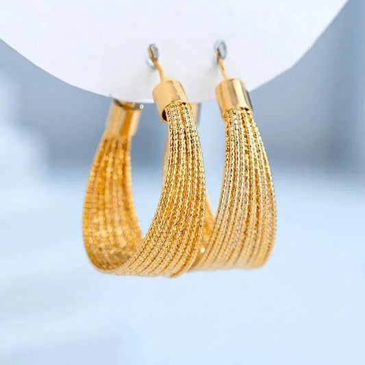 Gold Tone Circular Hoop Earrings Stylish