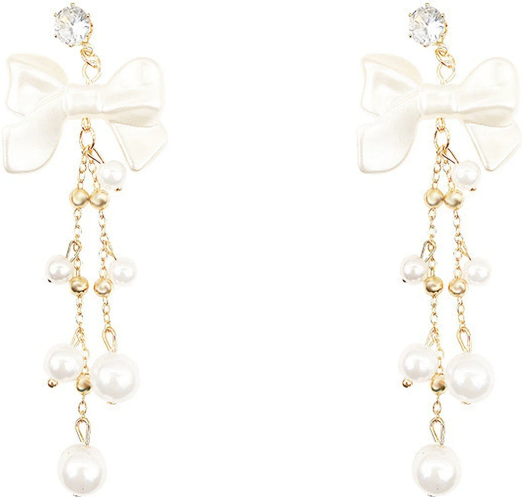Dreamy White Bow Earrings