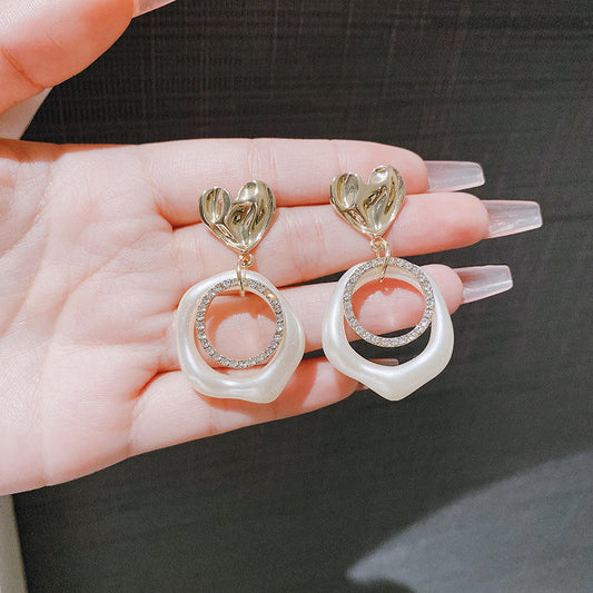 Gold-Toned & White Classic Drop Earrings
