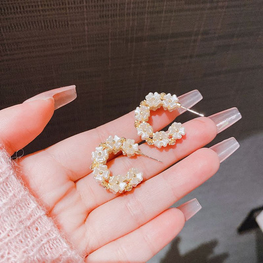 Floral Hoop Earrings Stylish Trendy Jewelry For Women