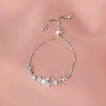 Silver Butterfly Charm Cubic Zirconia Adjustable Bolo Bracelet