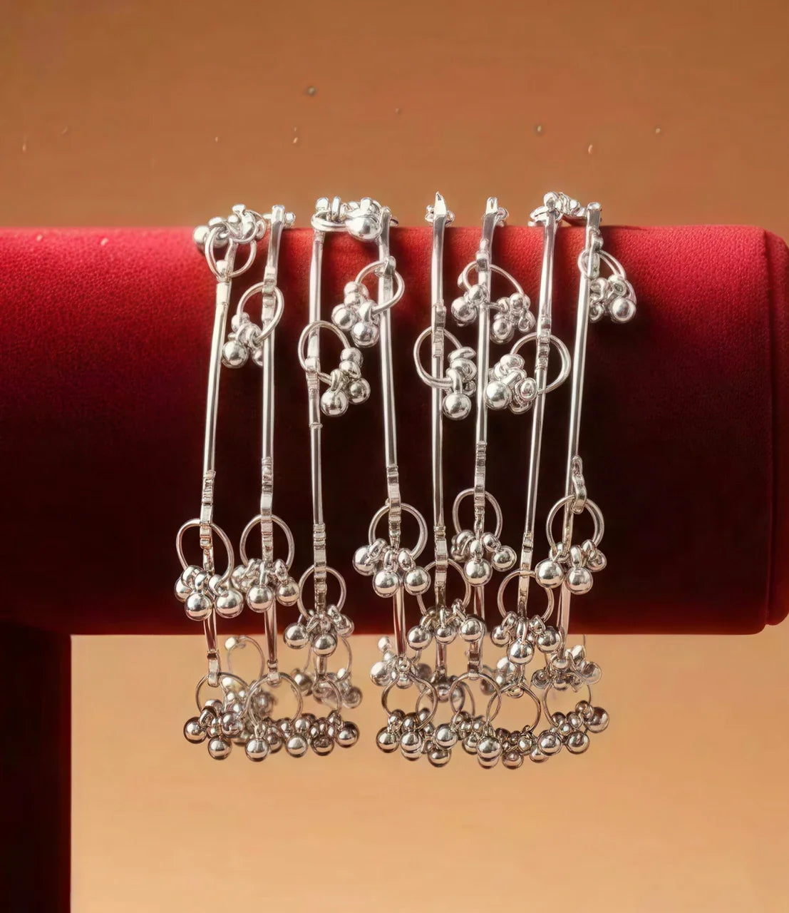 Kashimri Silver Plated Ghungroo Bangles Elegant Traditional Set-8