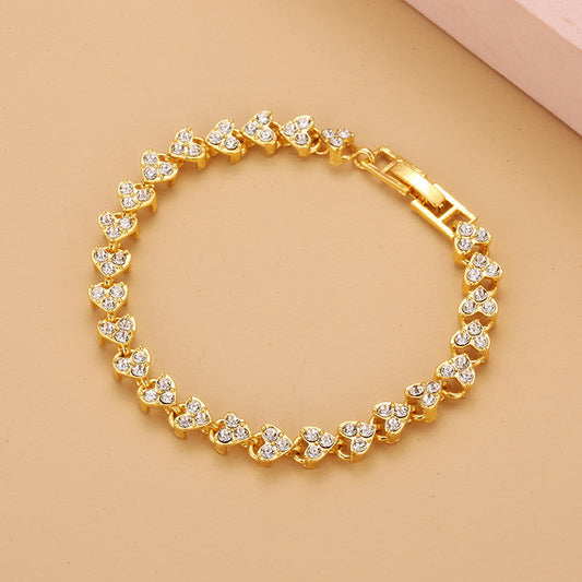 Golden Cubic Zirconia Tennis Bracelet Sparkling Women Jewelry