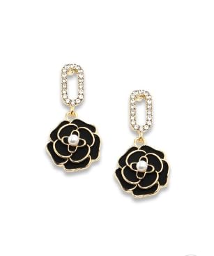 Korean Rose Flower Pearl Earrings