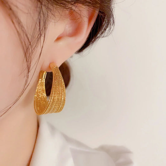 Gold Tone Circular Hoop Earrings Stylish