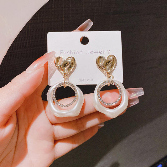 Gold-Toned & White Classic Drop Earrings