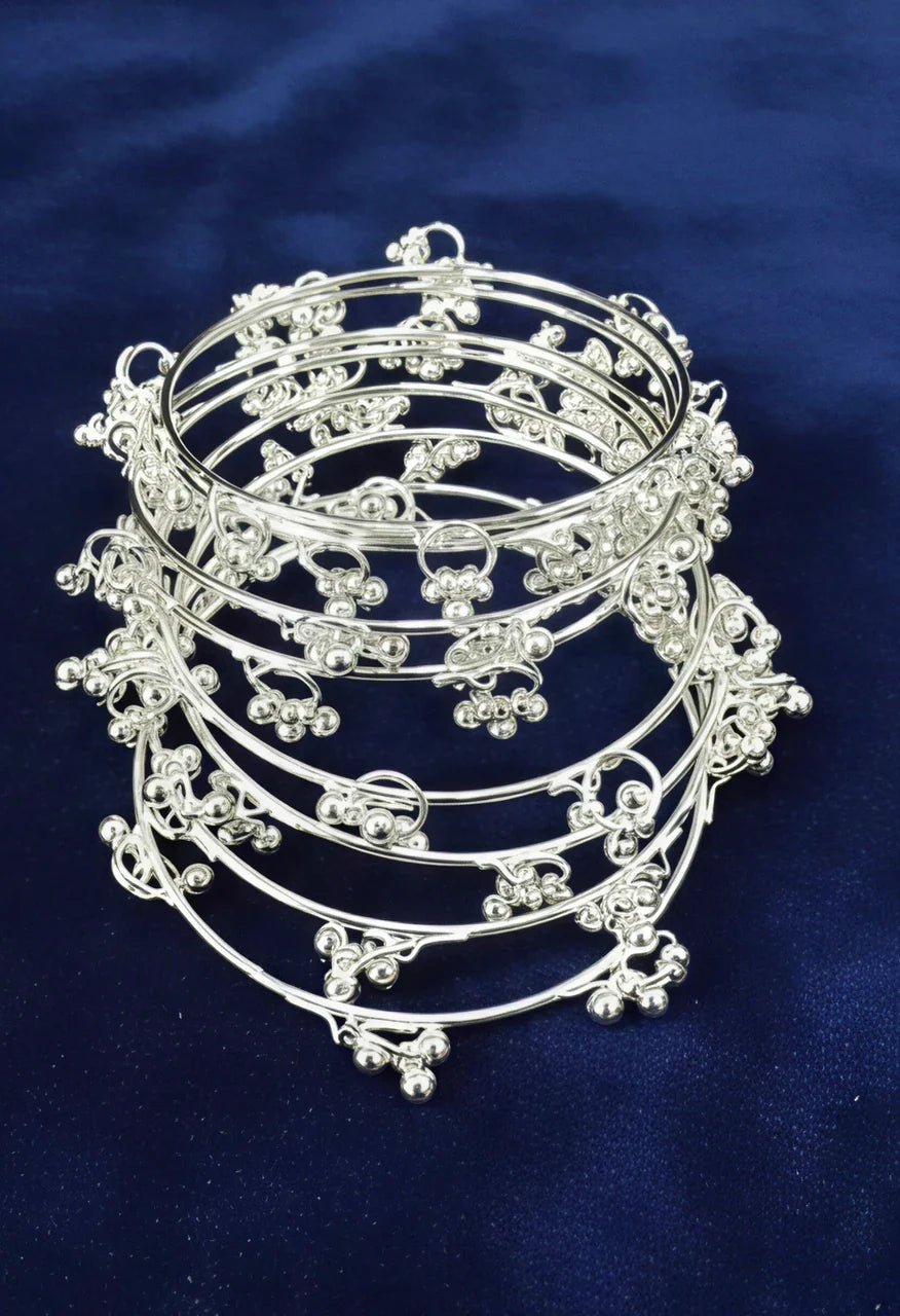 Kashimri Silver Plated Ghungroo Bangles Elegant Traditional Set-8