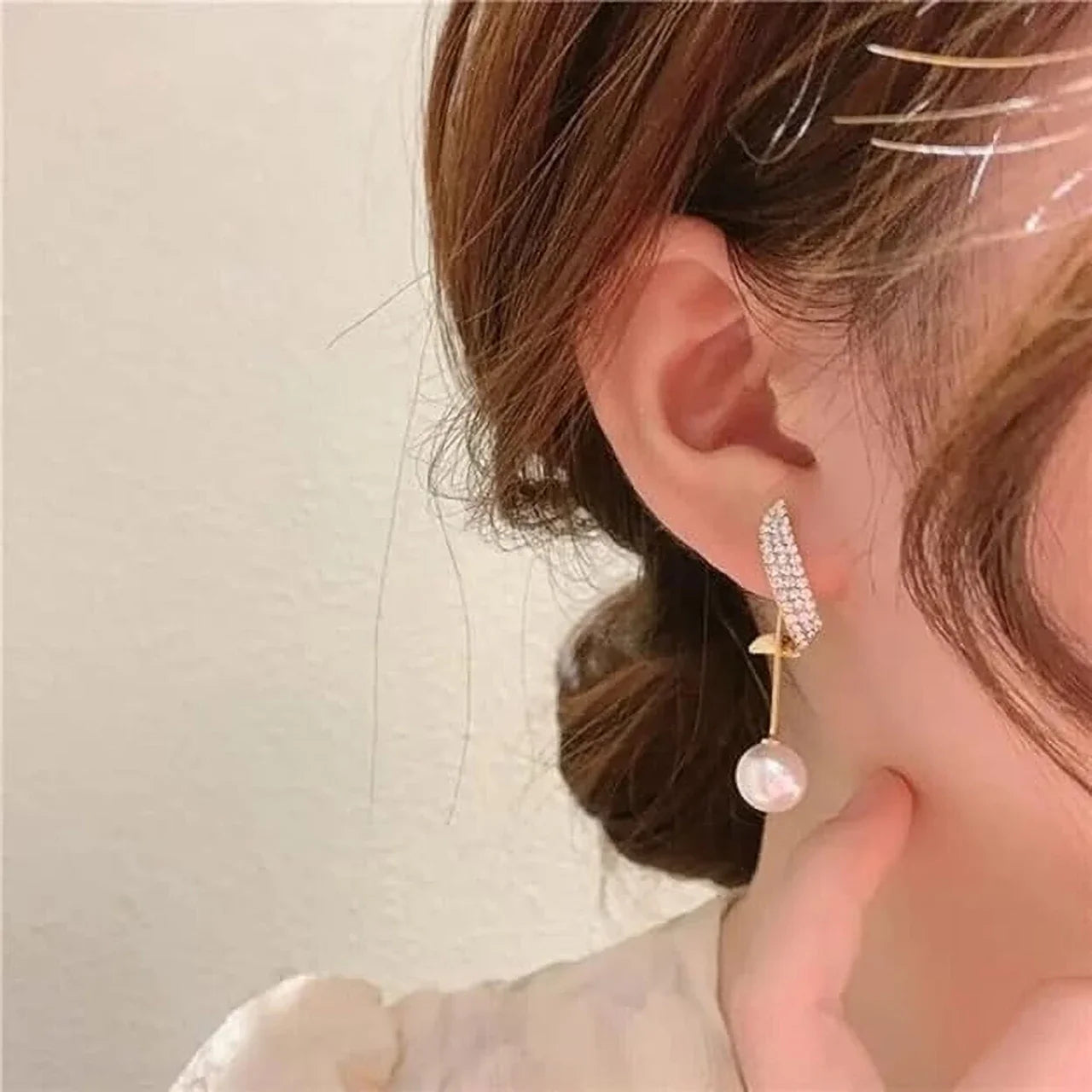 Contemporary Stone & S Shape Design Earrings