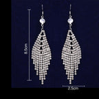 Elegant Long Tassel Drop Rhinestone Crystal Earrings