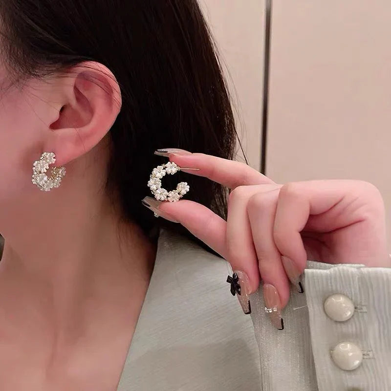 Floral Hoop Earrings Stylish Trendy Jewelry For Women