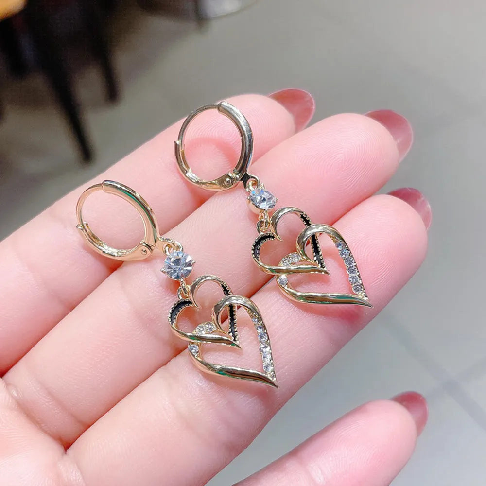925 Sterling Silver Gold Heart Earrings
