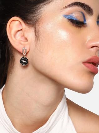 Korean Rose Flower Pearl Earrings