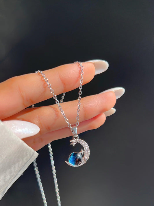 Midnight Blue Crescent Moon & Star Charm Bracelet