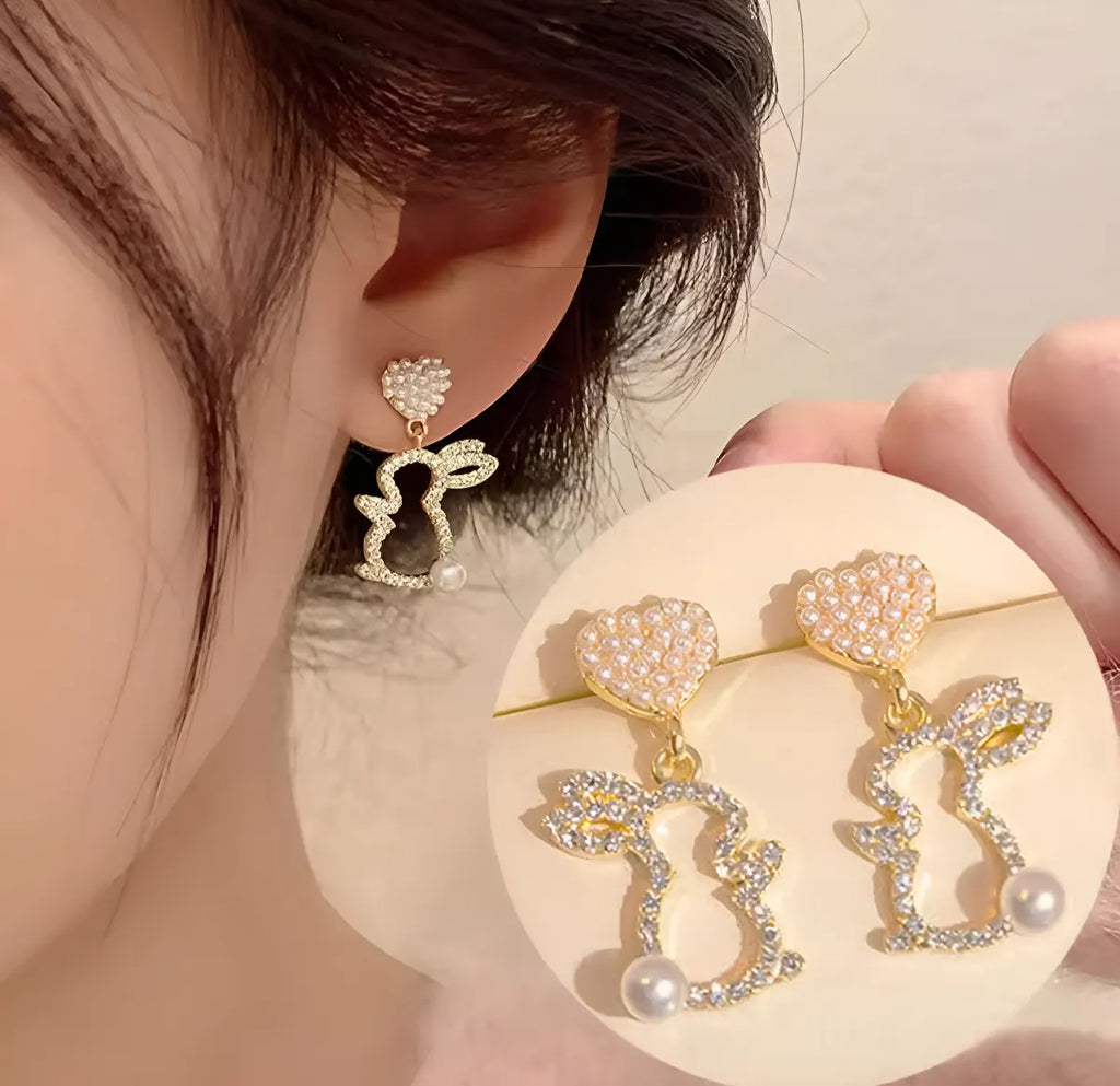 Designer Heart Shape Pearl Earrings for Women Stylish