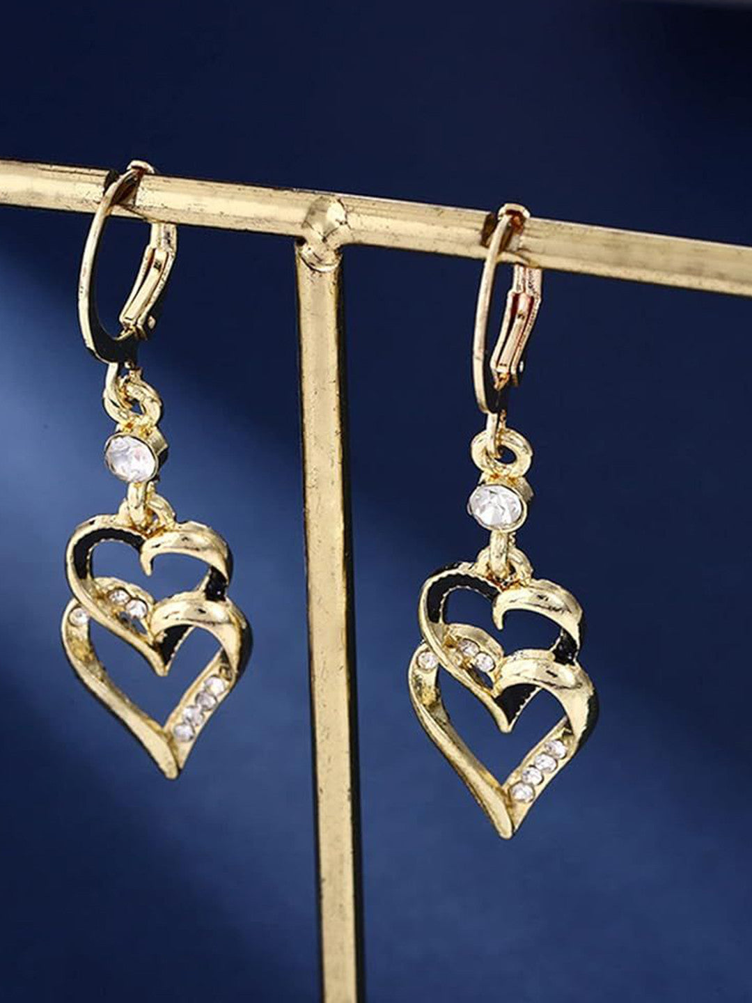 925 Sterling Silver Gold Heart Earrings