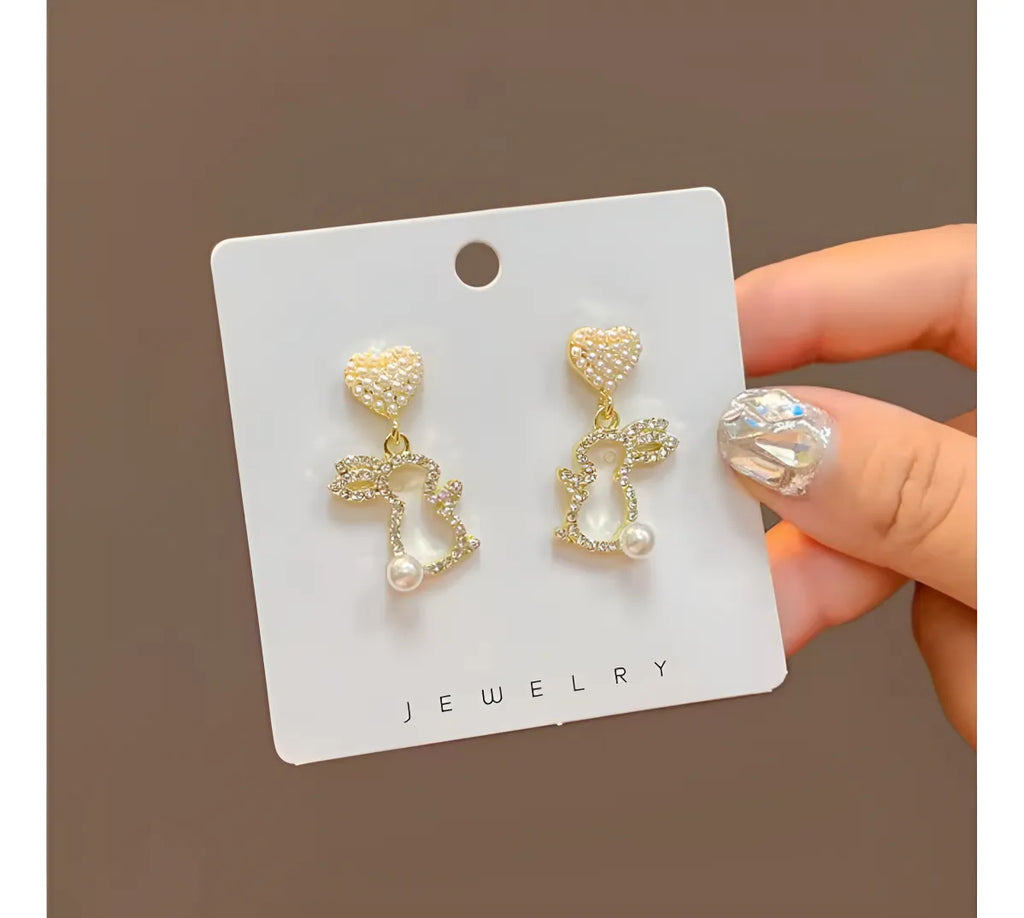 Designer Heart Shape Pearl Earrings for Women Stylish