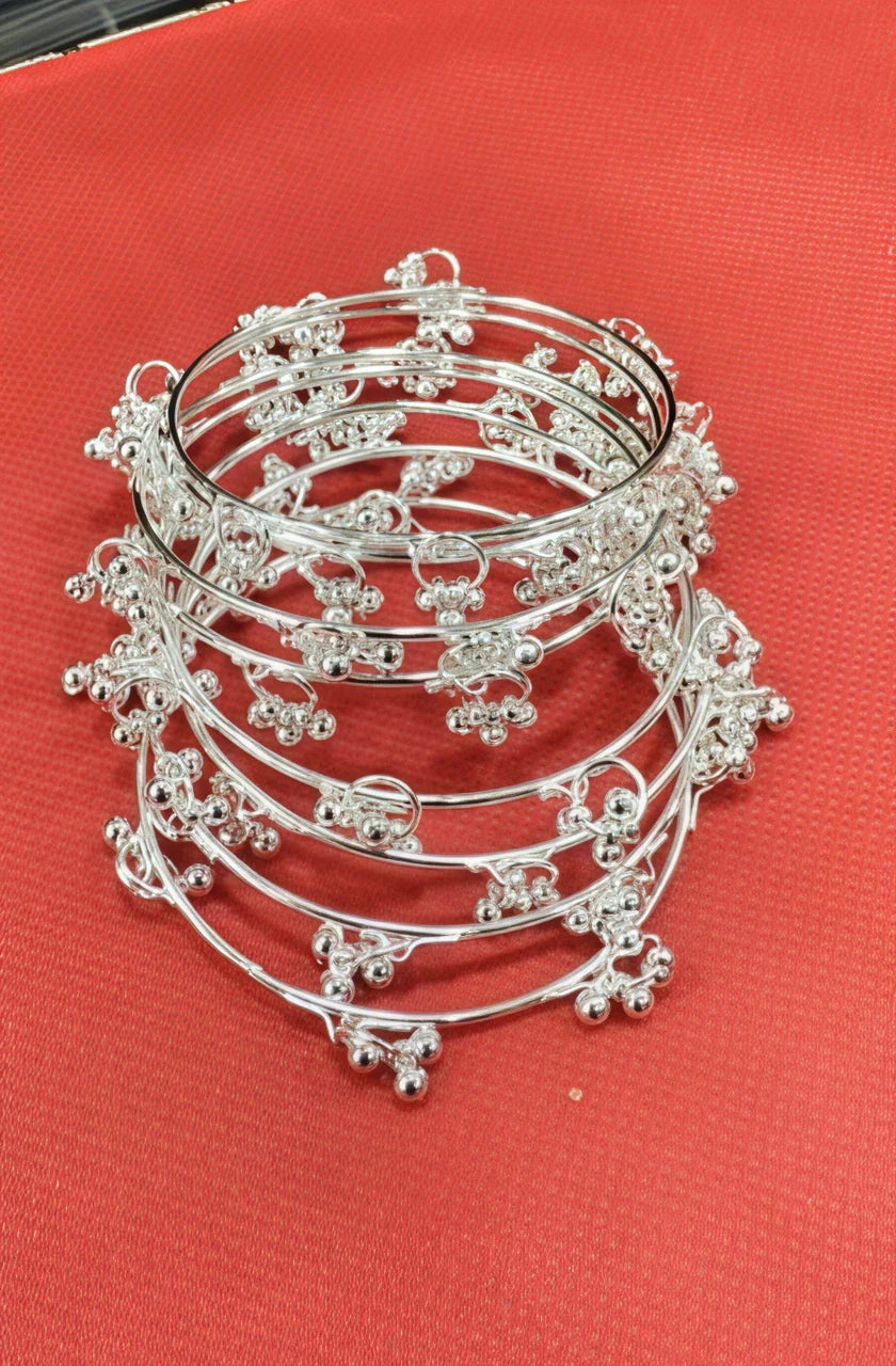 Kashimri Silver Plated Ghungroo Bangles Elegant Traditional Set-8