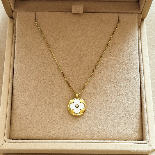 Gold Round Inside Cross Necklace