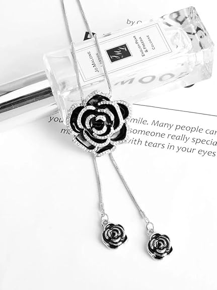 Silver Long Chain Pendant Necklace for Women & Girls