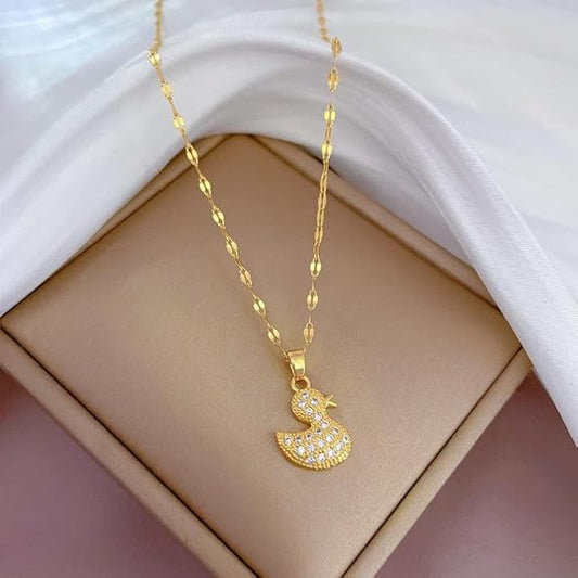 Gold Duck Crown Pendant Necklace – Sparkling Stones