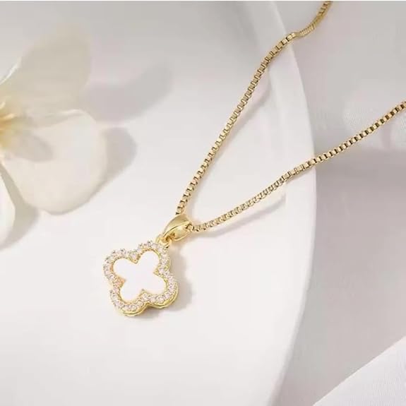 Gold Plated Reversible Clover Pendant – Korean Chain Necklace