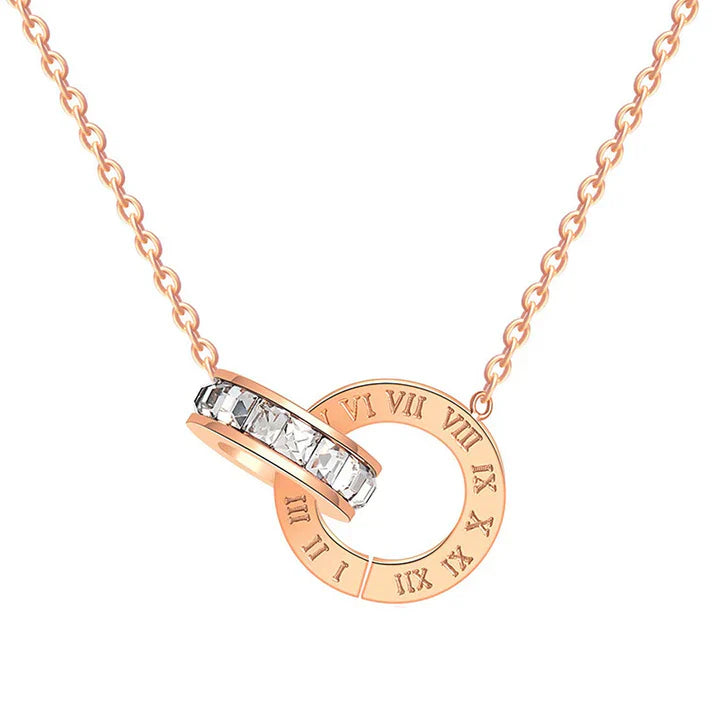 Roman Double Ring Steel Necklace Does Not Fade