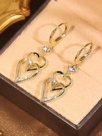 925 Sterling Silver Gold Heart Earrings