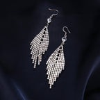 Elegant Long Tassel Drop Rhinestone Crystal Earrings