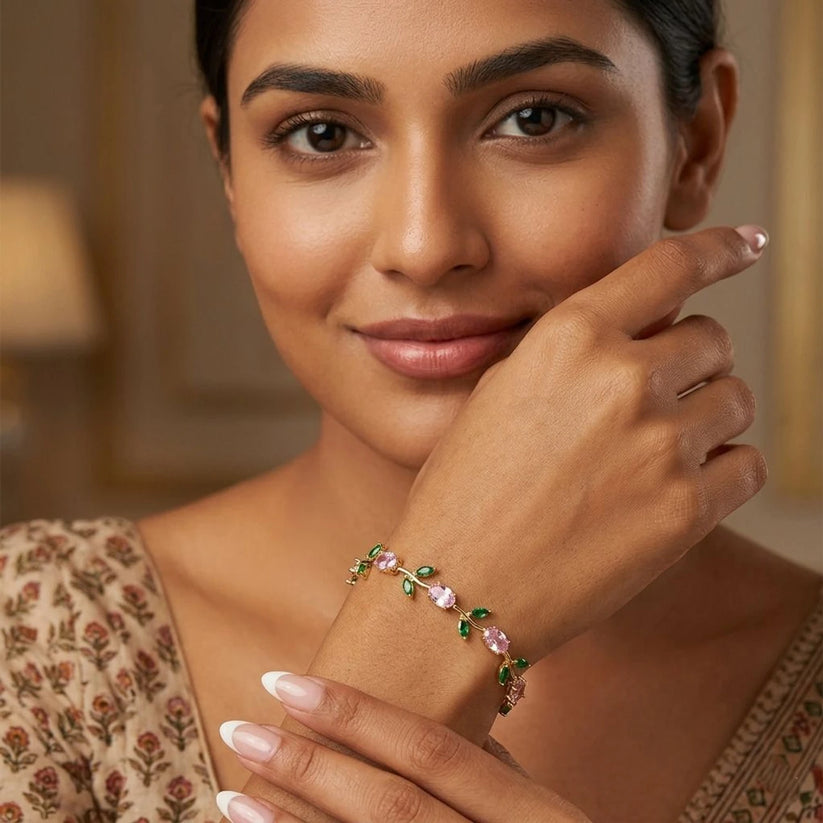 Elegant Pink Floral Vine Bracelet