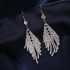 Elegant Long Tassel Drop Rhinestone Crystal Earrings