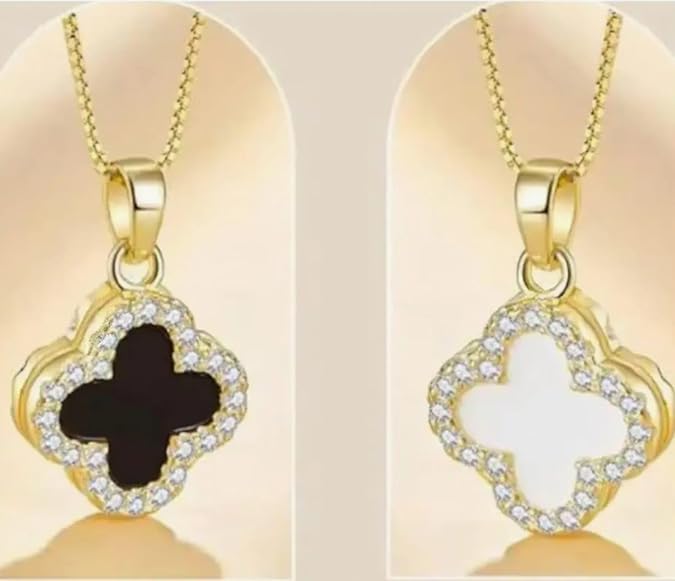 Gold Plated Reversible Clover Pendant – Korean Chain Necklace