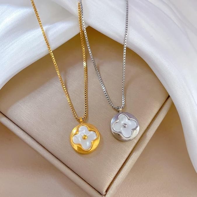Gold Round Inside Cross Necklace