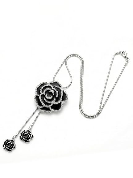 Silver Long Chain Pendant Necklace for Women & Girls