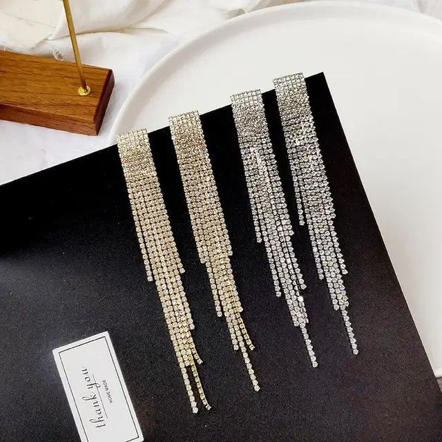 Crystal Long Tassel Party wear Earrings - 2 Styles
