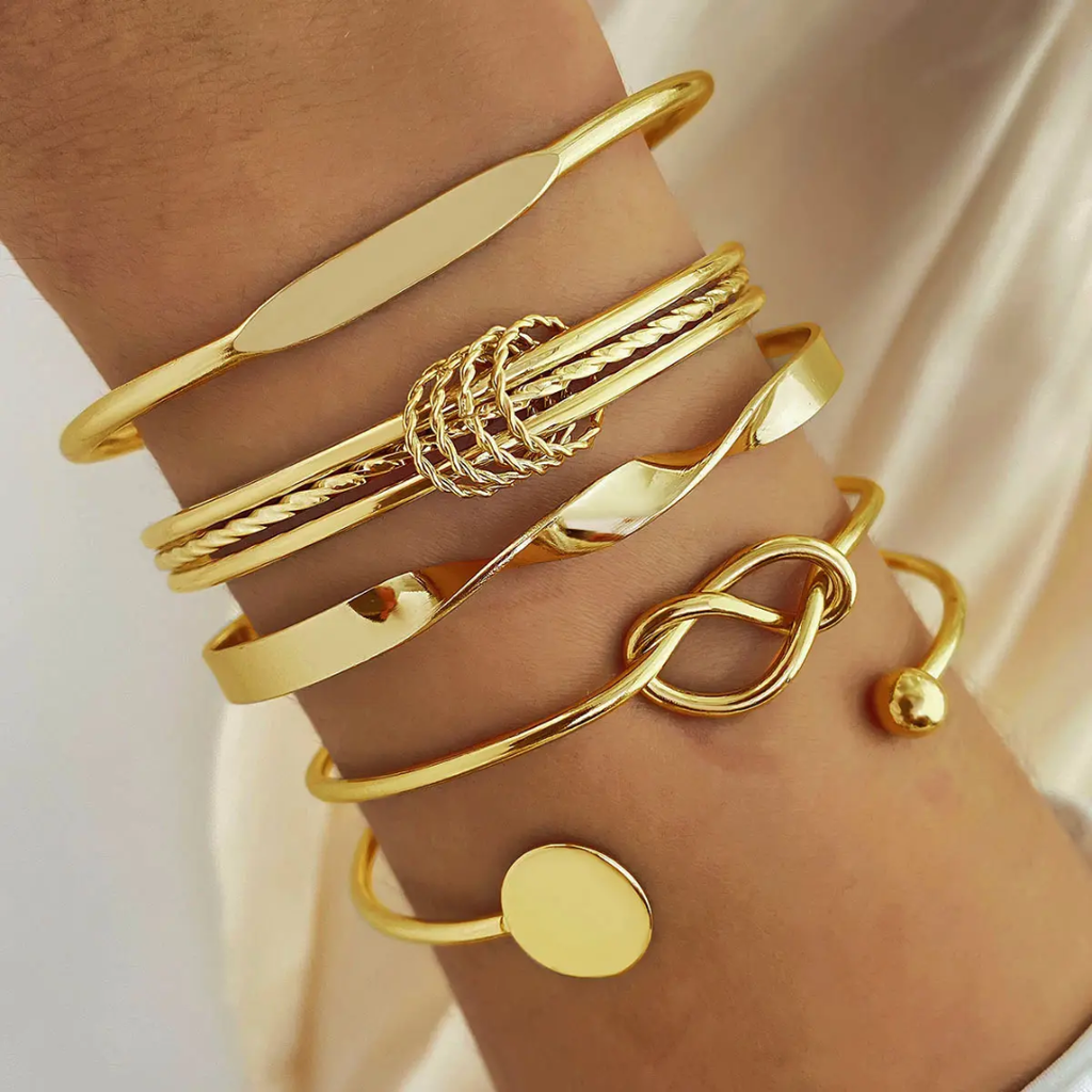 Set of 5 Multilayer Bangle Bracelet Fashion Women