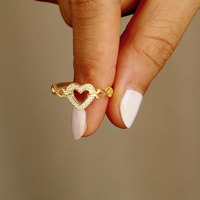 Silver Plated Heart Cubic Zirconia Proposal Ring Women