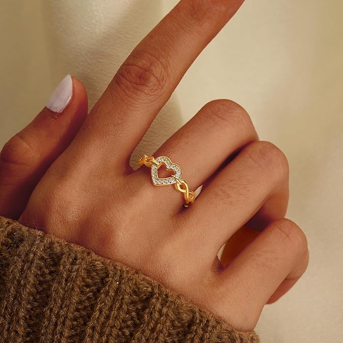 Silver Plated Heart Cubic Zirconia Proposal Ring Women