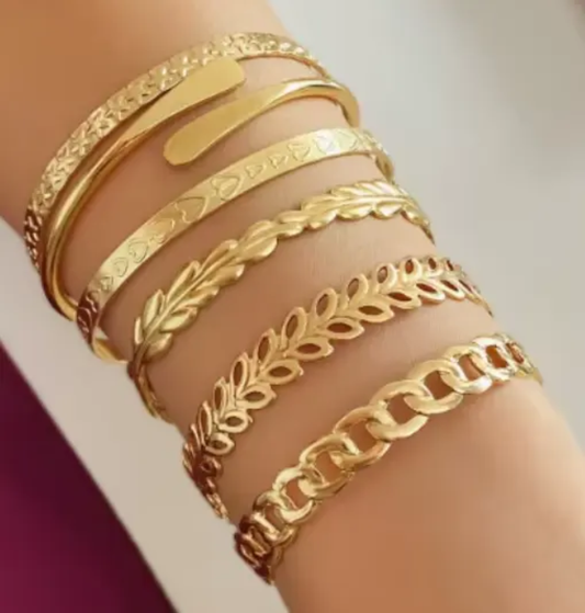 Gehna 6‑Piece Gold Bracelet Set Premium Fashion Jewelry
