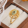Flowra Gold Finish Evil Eye Adjustable Ring