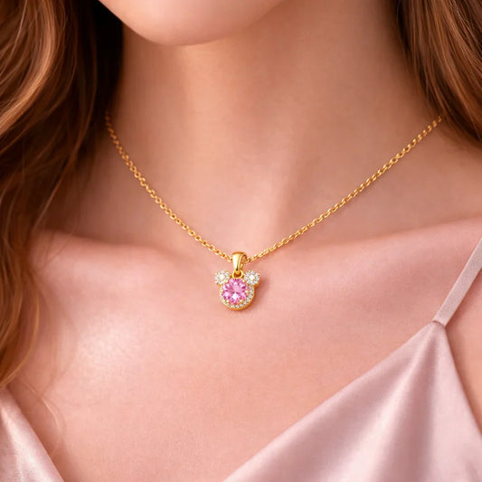 Mickey Mouse Gold-Plated Cubic Zirconia Necklace
