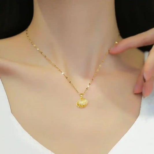 Pearl & Shell Motif Locket Set – Gold Stainless Steel